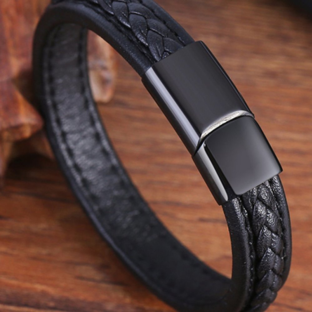 Real Leather Bracelet Blue Clasp - Picture 10 of 16